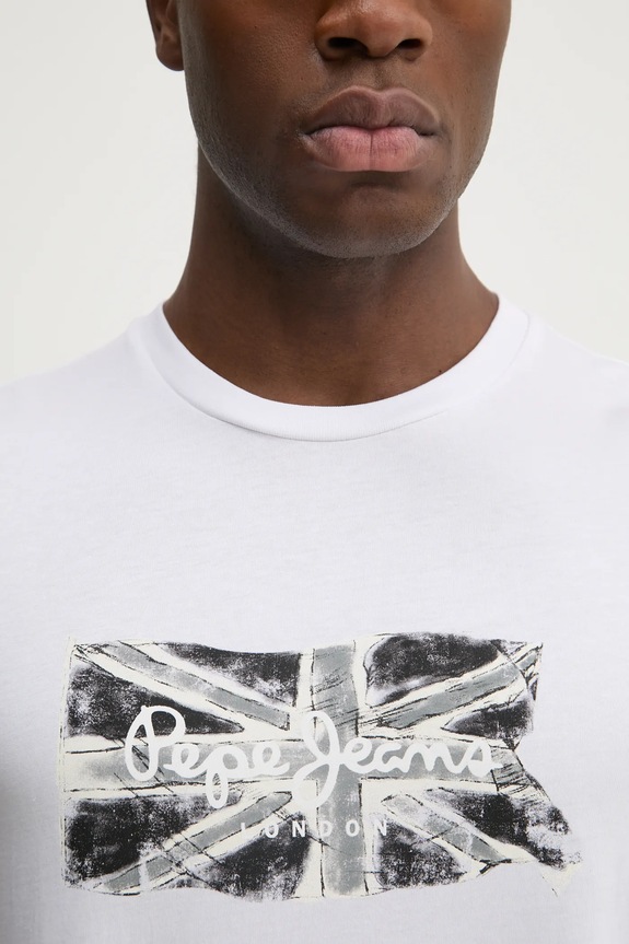 Bavlnené tričko Pepe Jeans FLAG BW PM509720 biela