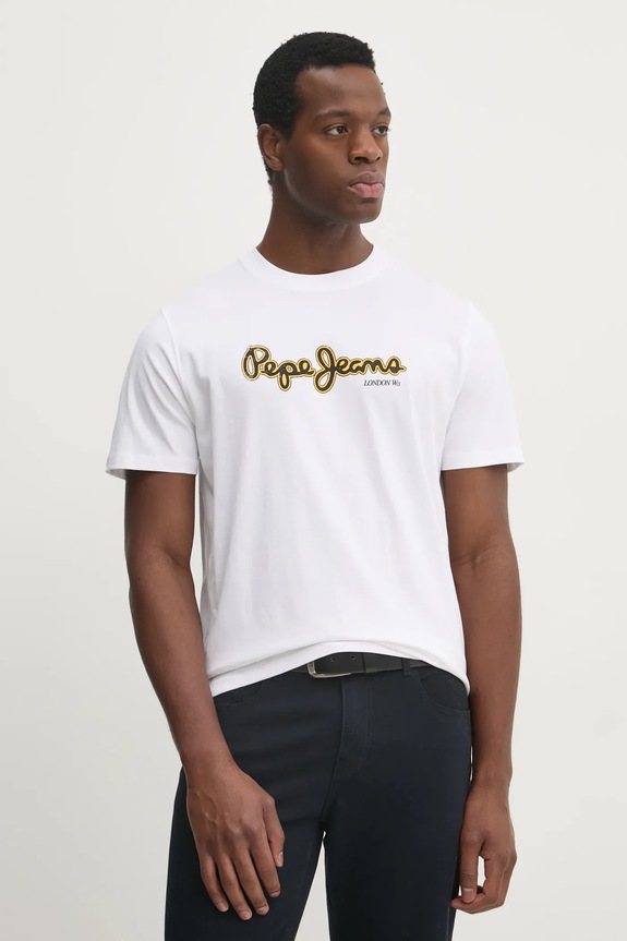 Bavlnené tričko Pepe Jeans DORIAN TEE potlač biela PM509721