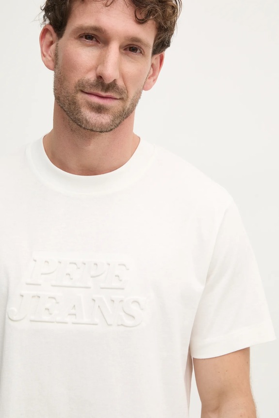 Βαμβακερό μπλουζάκι Pepe Jeans DARIUS TEE μπεζ PM509723