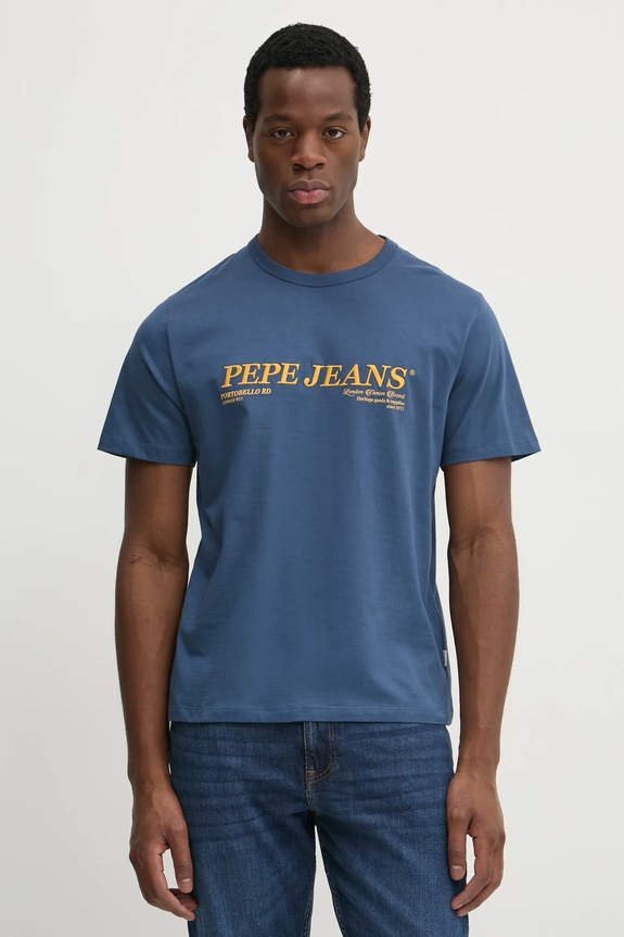 Pepe Jeans t-shirt in cotone DYLAN TEE sovrastampa blu PM509728