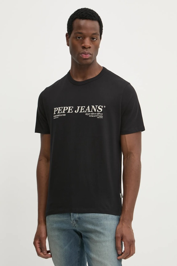 Βαμβακερό μπλουζάκι Pepe Jeans DYLAN TEE βαμβάκι μαύρο PM509728