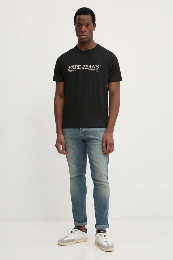 Βαμβακερό μπλουζάκι Pepe Jeans DYLAN TEE PM509728 μαύρο SS25