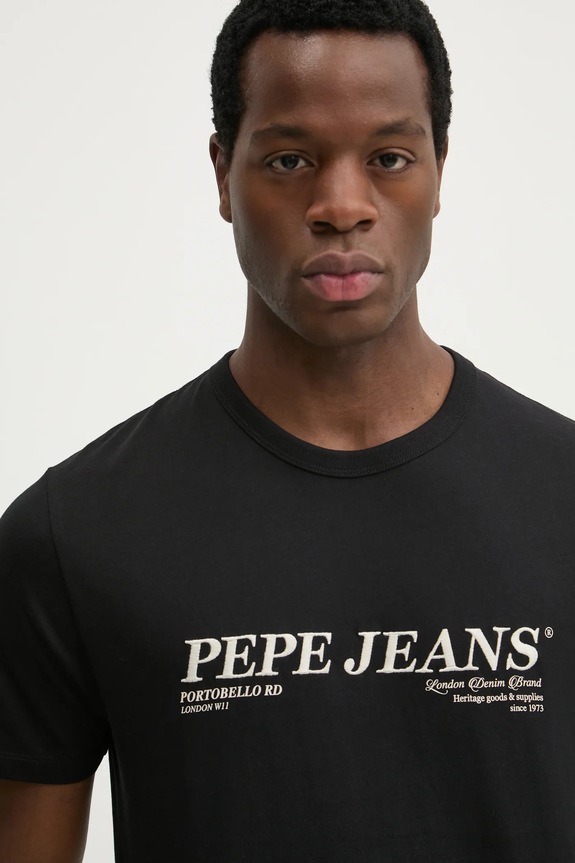 Βαμβακερό μπλουζάκι Pepe Jeans DYLAN TEE μαύρο PM509728