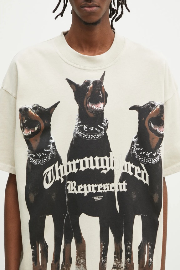 Represent t-shirt bawełniany Thoroughbred beżowy MLM41135.002