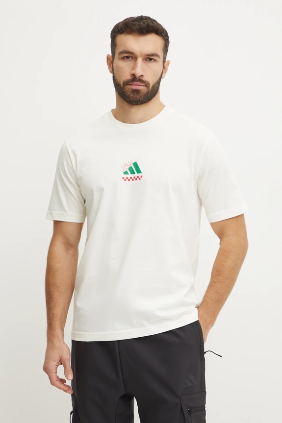adidas t-shirt bawełniany M L PIZZA TEE JJ4016 beżowy AW25