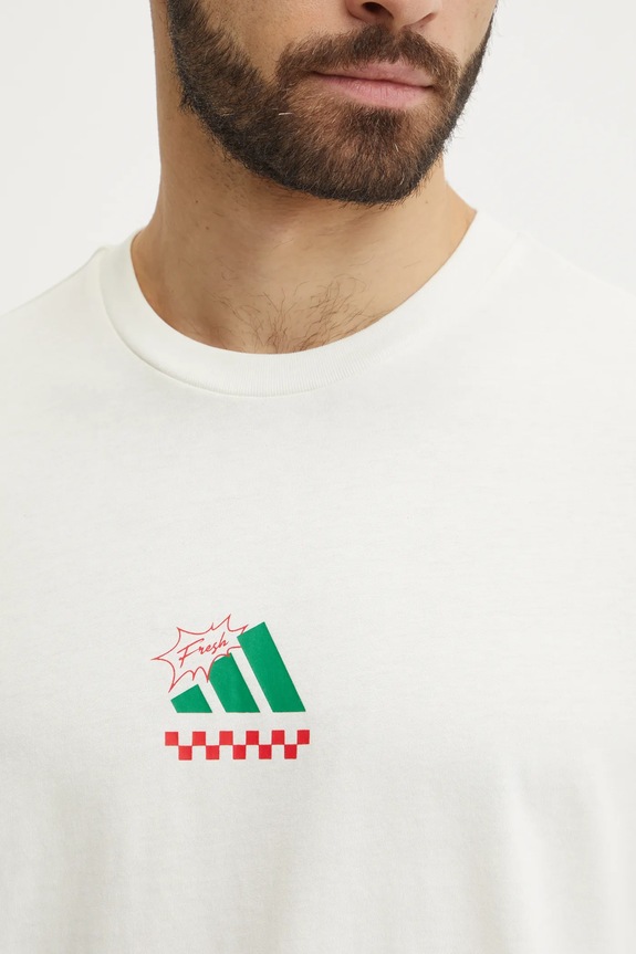 adidas t-shirt bawełniany M L PIZZA TEE beżowy JJ4016