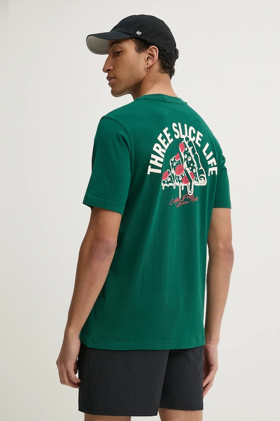 Bavlnené tričko adidas M L PIZZA TEE potlač zelená JJ4017