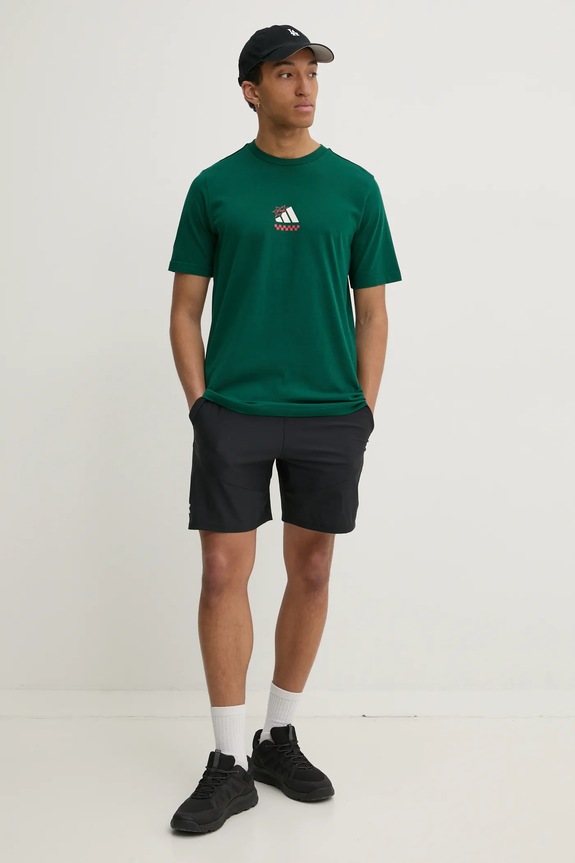 Bavlnené tričko adidas M L PIZZA TEE JJ4017 zelená AW25