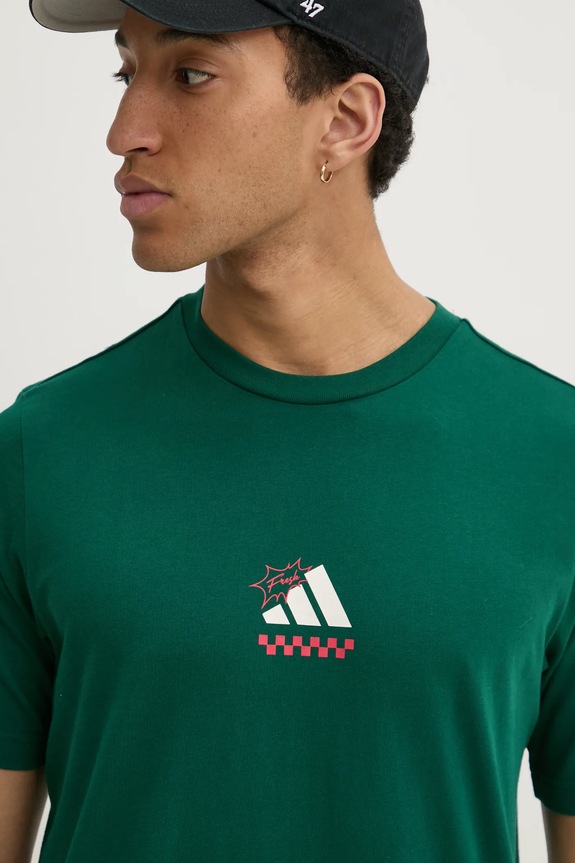 Bavlnené tričko adidas M L PIZZA TEE zelená JJ4017