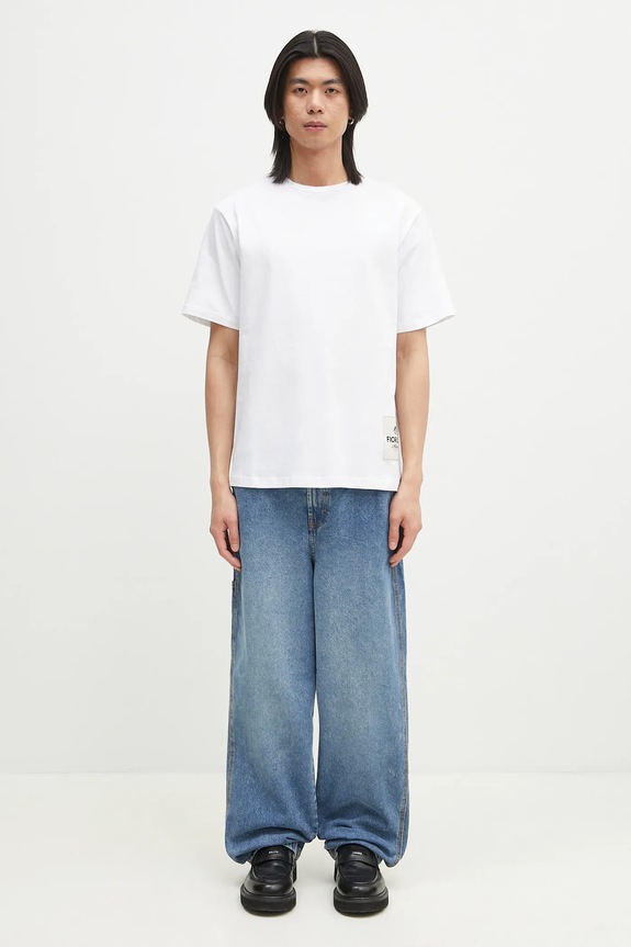 Fiorucci t-shirt in cotone Label Regular Fit T-Shirt U02SPTSH323CJ01WH01 bianco