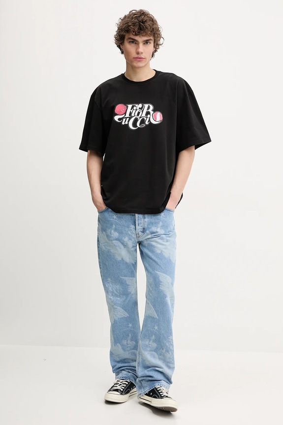Fiorucci t-shirt in cotone Curly Lollipop Logo Boxy T-Shirt U02SPTSH103CJ01BK02 nero SS25