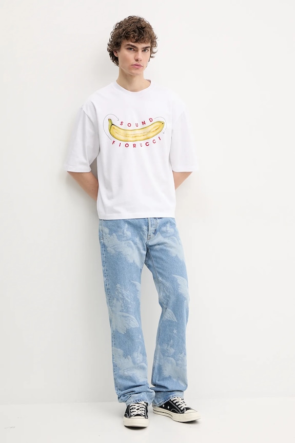 Памучна тениска Fiorucci Banana Sound Print Regular Fit T-Shirt U02SPTSH323CJ01WH04 бял SS25