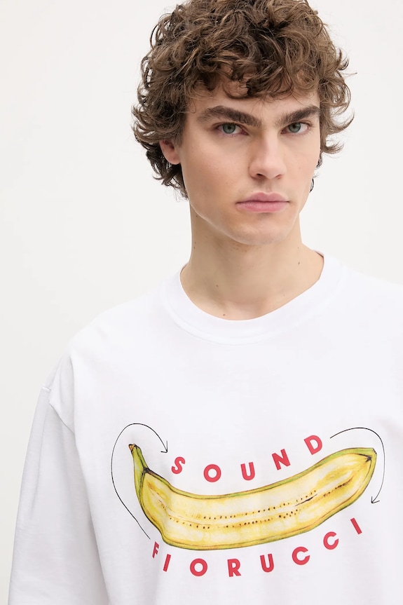 Памучна тениска Fiorucci Banana Sound Print Regular Fit T-Shirt бял U02SPTSH323CJ01WH04