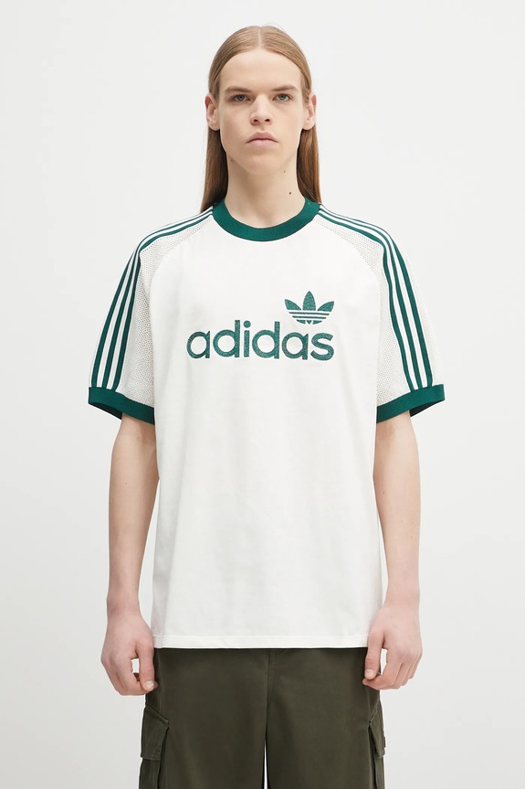 adidas Originals t-shirt Premium Knitted Tee rilassato beige JD3407