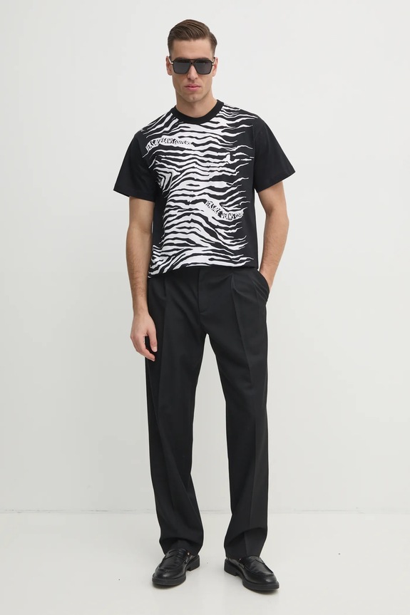 Versace Jeans Couture t-shirt bawełniany 78GAH6RZ.JS463 czarny SS25