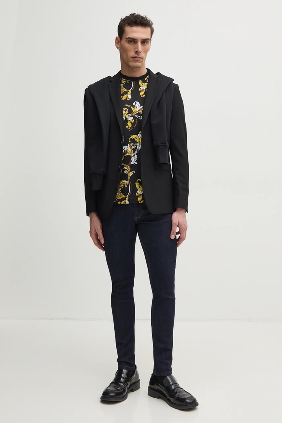 Bavlnené tričko Versace Jeans Couture 78GAH6S0.JS458 čierna SS25