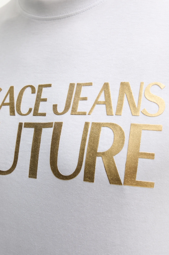 Versace Jeans Couture tricou din bumbac 78GAHT05.CJ00T alb