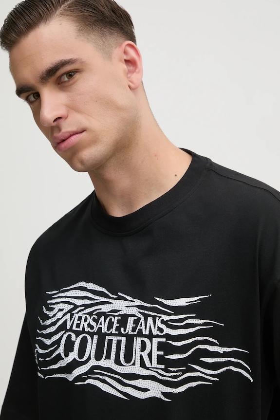 Versace Jeans Couture tricou din bumbac negru 78GAH6L1.J0001