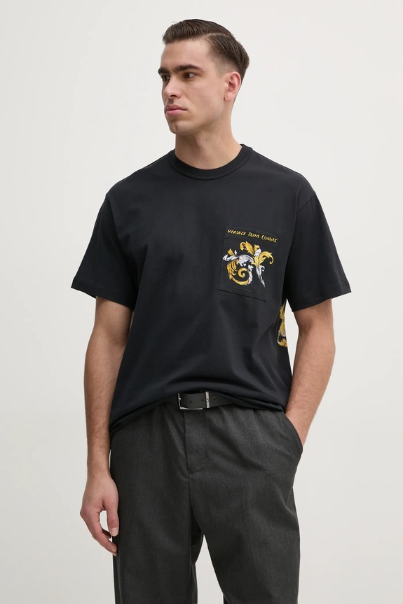 Odzież Versace Jeans Couture t-shirt bawełniany 78GAH6RB.JS462 czarny