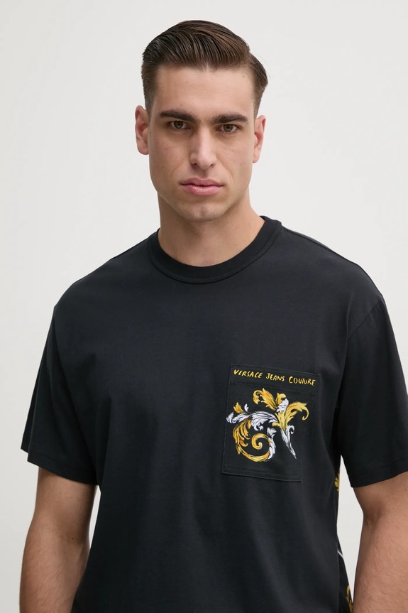 Versace Jeans Couture t-shirt bawełniany czarny 78GAH6RB.JS462