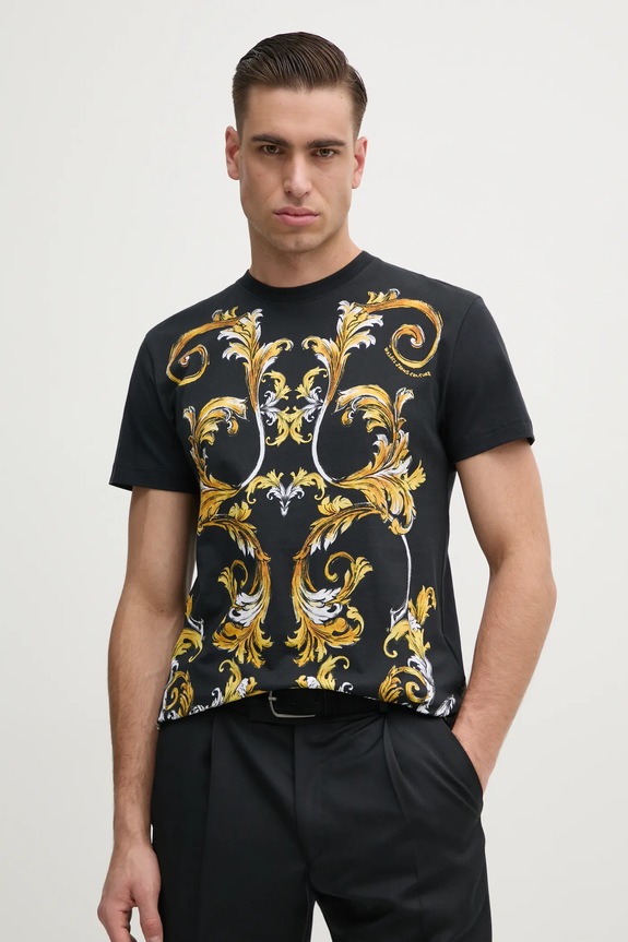 Versace Jeans Couture t-shirt bawełniany nadruk czarny 78GAH6SB.JS461