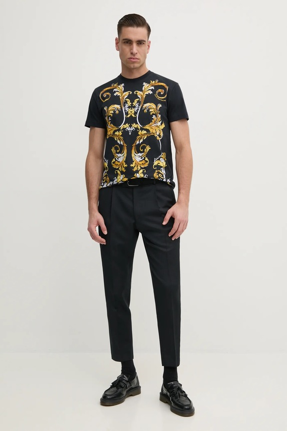 Versace Jeans Couture t-shirt bawełniany 78GAH6SB.JS461 czarny SS25