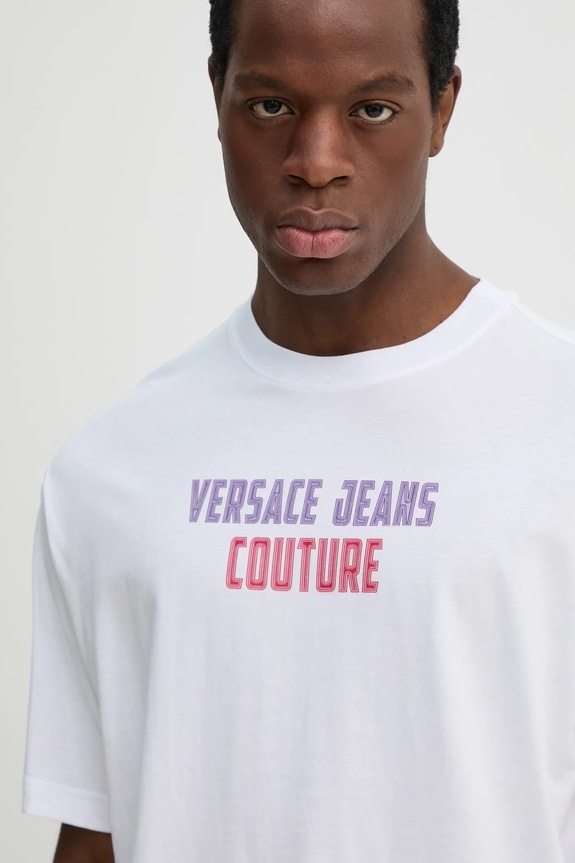 Versace Jeans Couture t-shirt bawełniany biały 78GAHC02.CJ01C