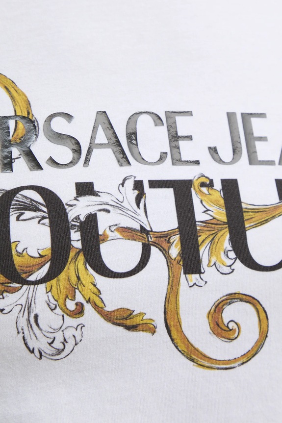 Versace Jeans Couture tricou din bumbac alb 78GAHC05.CJ01C