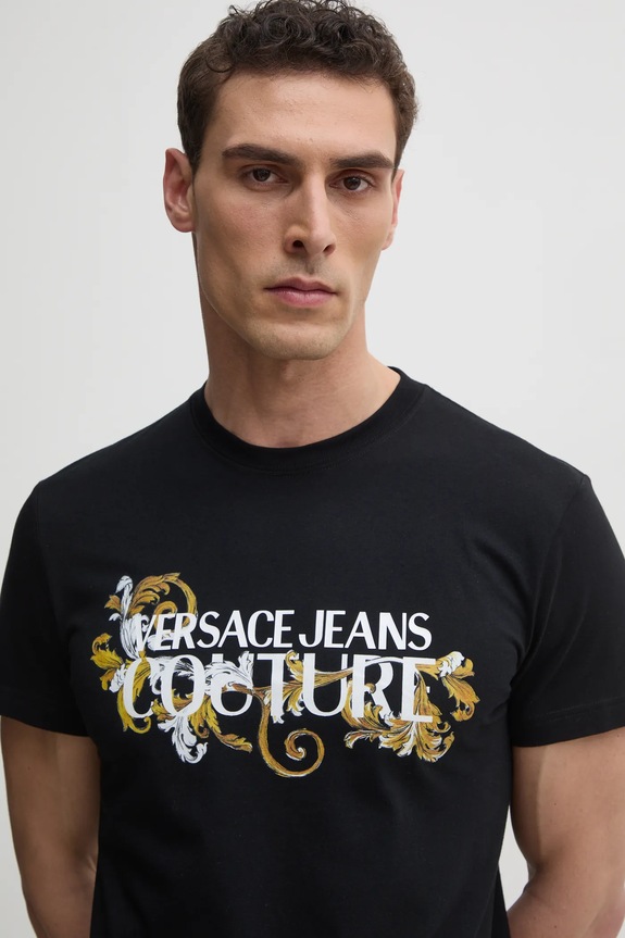 Versace Jeans Couture t-shirt bawełniany czarny 78GAHC05.CJ01C