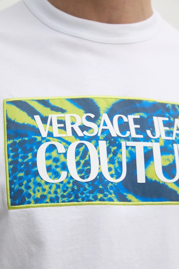 Bavlnené tričko Versace Jeans Couture 78GAHE04.CJ00E biela