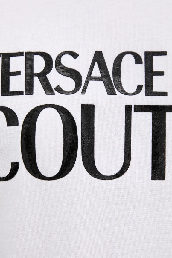 Βαμβακερό μπλουζάκι Versace Jeans Couture 78GAHE05.CJ00E λευκό