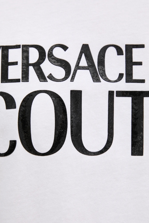 Βαμβακερό μπλουζάκι Versace Jeans Couture 78GAHE05.CJ00E λευκό