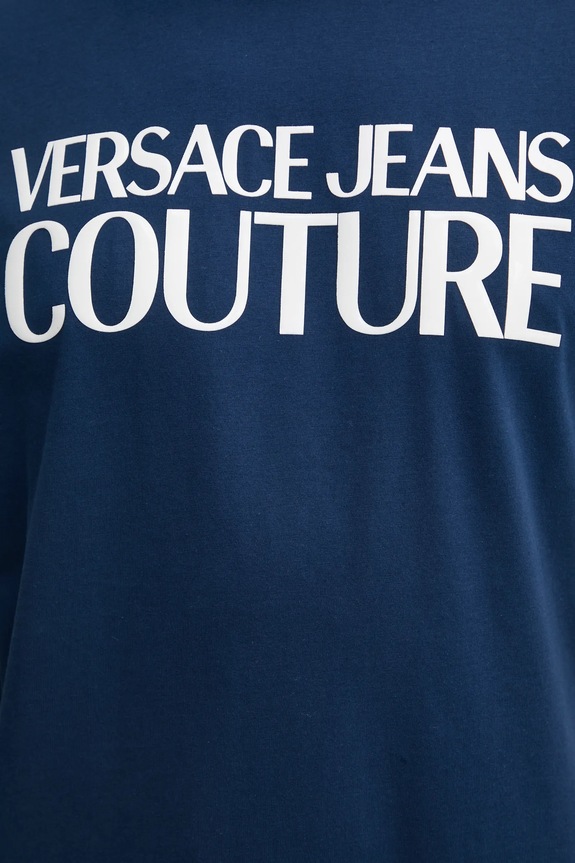 Versace Jeans Couture tricou din bumbac 78GAHE05.CJ00E bleumarin