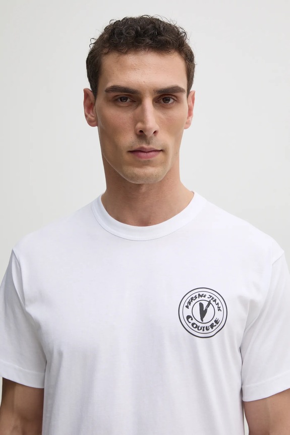 Bavlnené tričko Versace Jeans Couture biela 78GAHE07.CJ00E