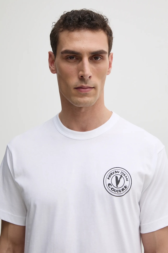 Bavlnené tričko Versace Jeans Couture biela 78GAHE07.CJ00E