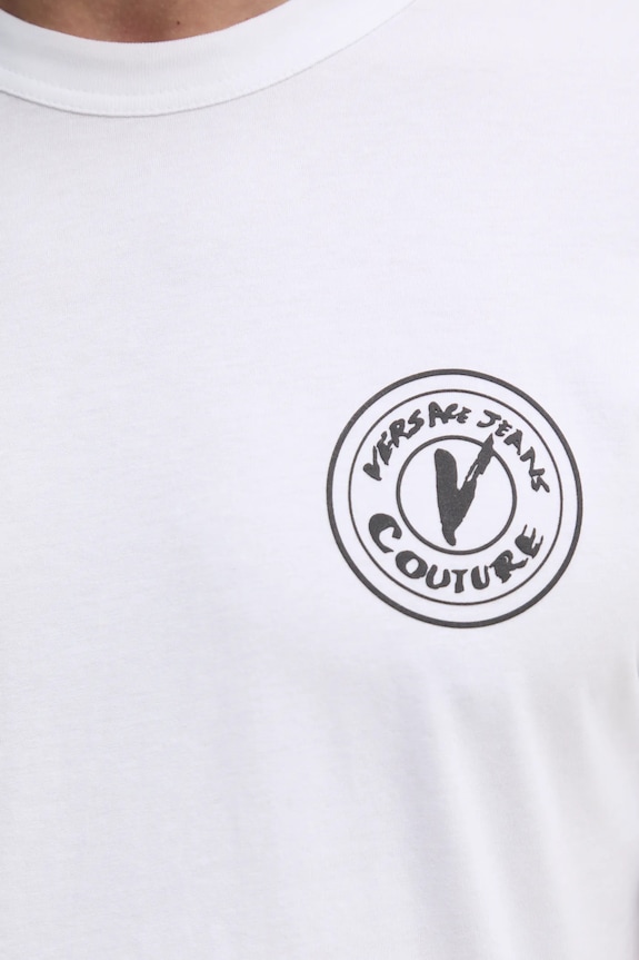 Bavlnené tričko Versace Jeans Couture 78GAHE07.CJ00E biela