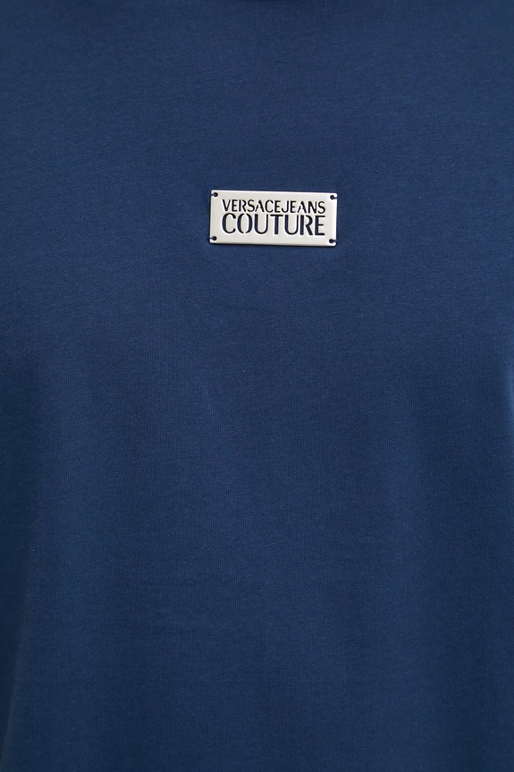 Bavlnené tričko Versace Jeans Couture 78GAHT08.CJ00T tmavomodrá