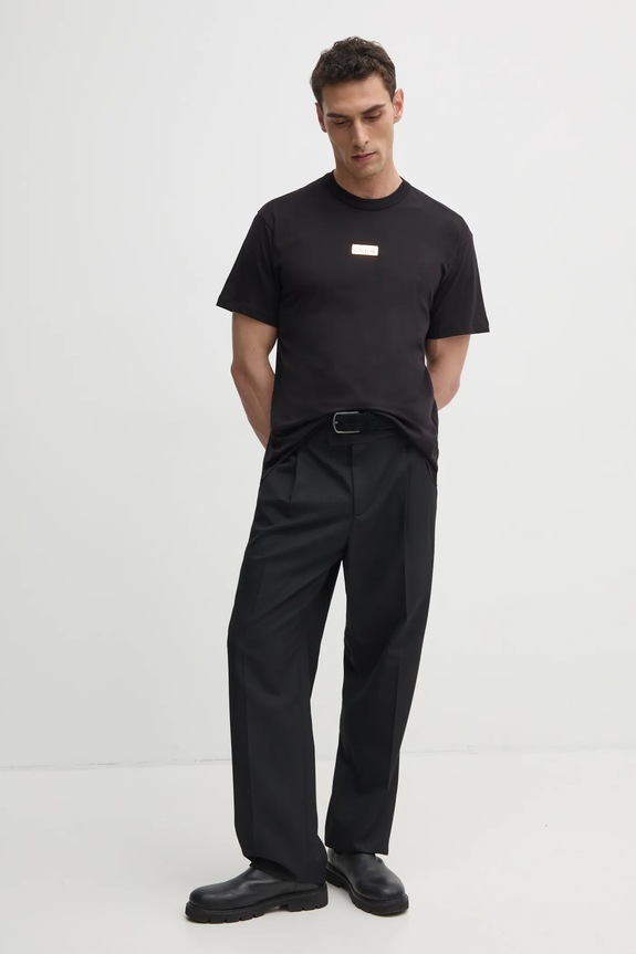 Βαμβακερό μπλουζάκι Versace Jeans Couture 78GAHT08.CJ00T μαύρο SS25