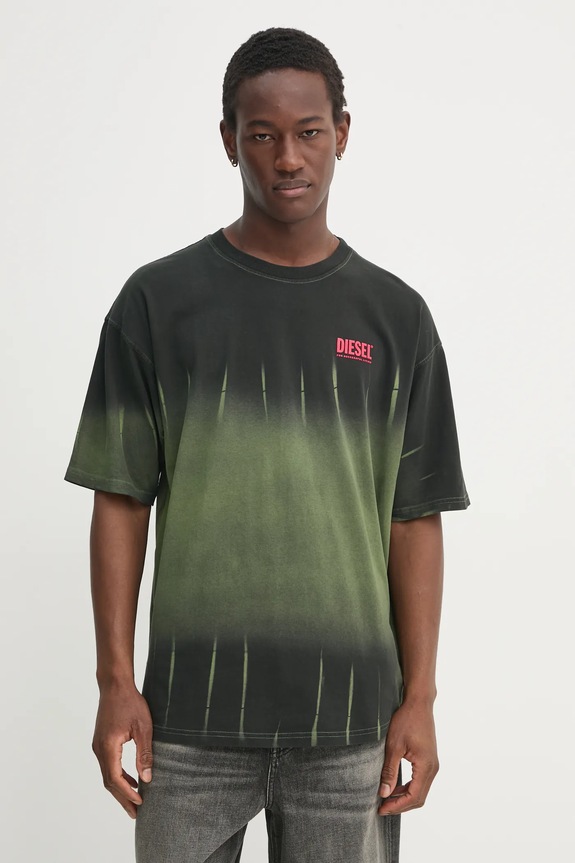 Bavlněné tričko Diesel T-BOXT-R3 T-SHIRT nášivka zelená A16121.0SLBQ