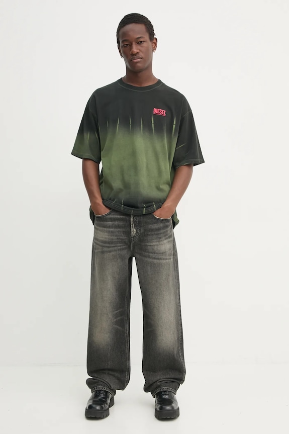 Bavlněné tričko Diesel T-BOXT-R3 T-SHIRT A16121.0SLBQ zelená SS25