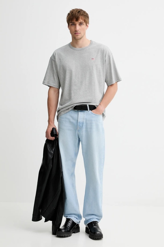Diesel t-shirt oversize męski bawełniany T-BOXT-R30 T-SHIRT A16400.0QIAM szary SS26