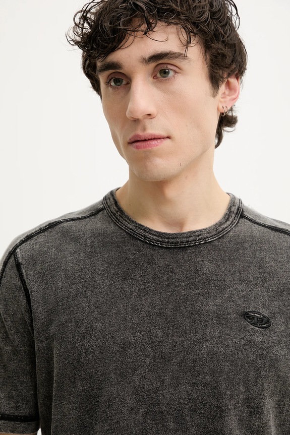 Βαμβακερό μπλουζάκι Diesel T-ADJIND T-SHIRT γκρί A16407.0QJAH