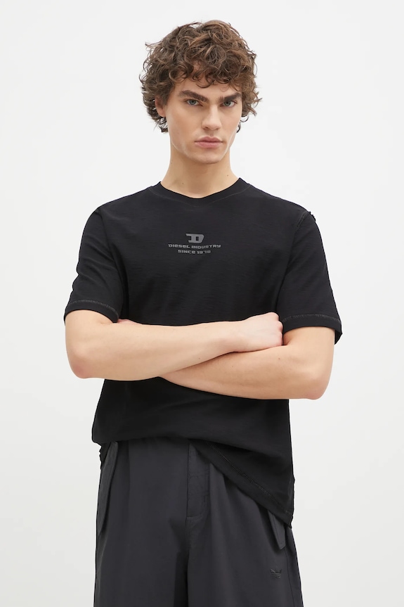 Diesel t-shirt T-ADJUST-R10 T-SHIRT bawełna czarny A16424.0QKAP