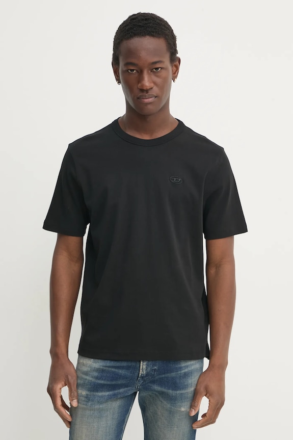 Kratka majica Diesel T-ADJUST-SLITS-R17 T-SHIRT Brez vzorca črna A16672.0AIJU
