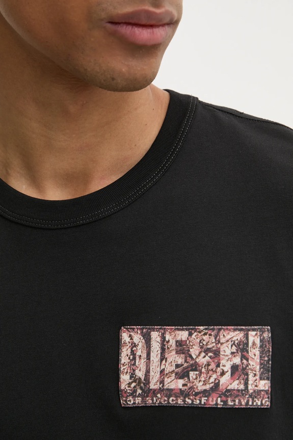 Tričko Diesel T-ADJUST-R19 T-SHIRT A17257.0AGRI černá