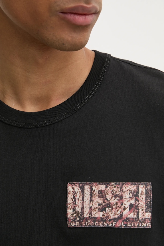 Tričko Diesel T-ADJUST-R19 T-SHIRT A17257.0AGRI černá