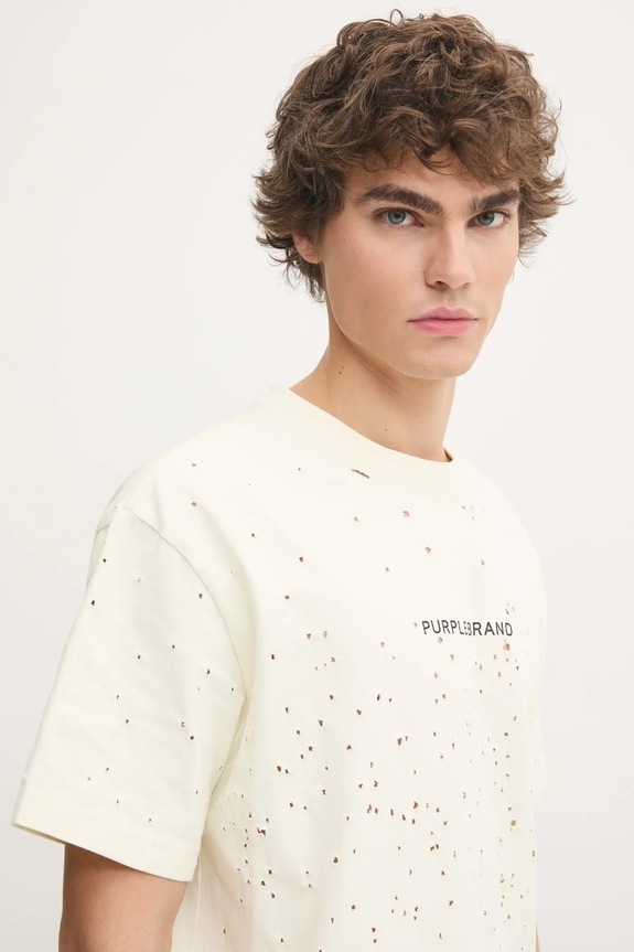 PURPLE BRAND t-shirt in cotone HWT JERSEY SS TEE beige P117.HFGT125