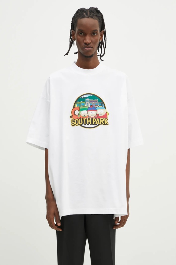 VETEMENTS tricou din bumbac Southpark Oversized print alb UA66TR610W