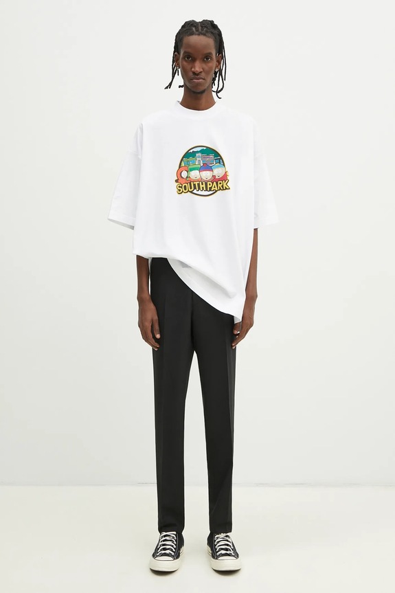 VETEMENTS tricou din bumbac Southpark Oversized UA66TR610W alb