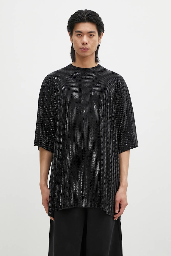 Хлопковая футболка VETEMENTS Iced-Out Oversized хлопок чёрный UA66TR900B